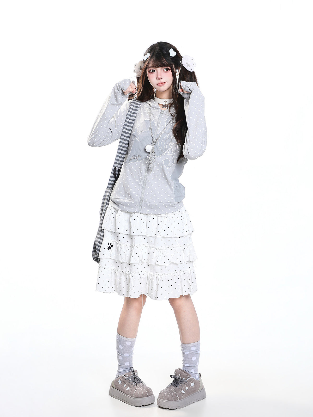 Polka Dot Star Zip-Up Hoodie