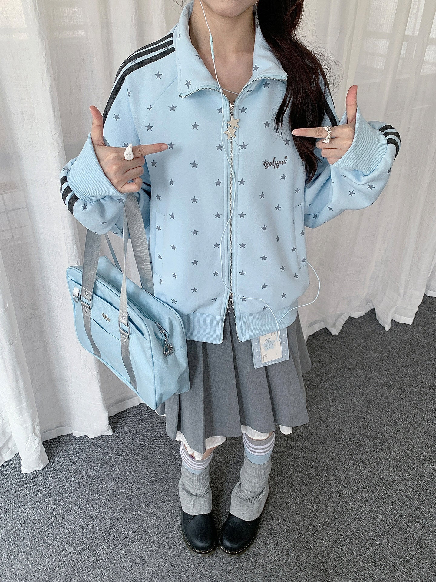Allover Star Stripe Zip-Up Track Jacket