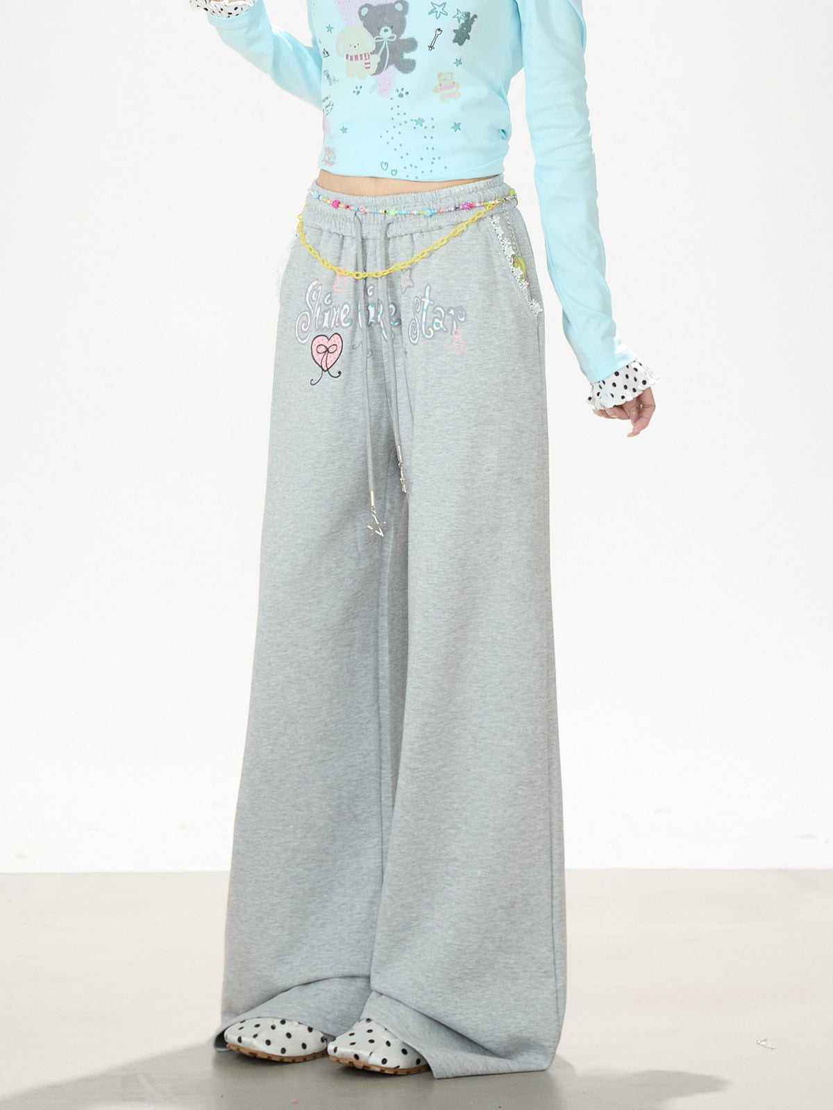Shine Like a Star Graphic Wide-Leg Sweatpants