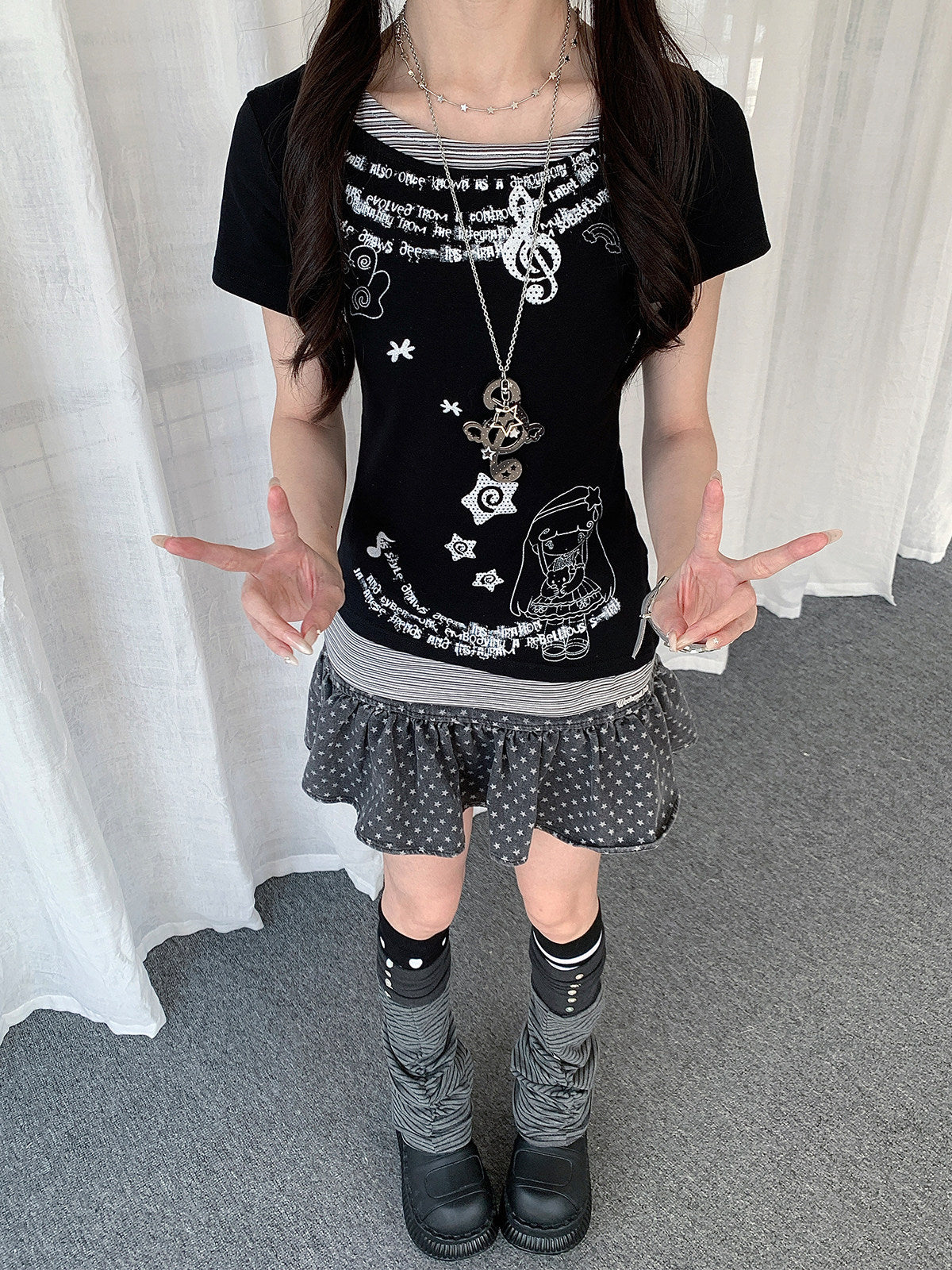 Midnight Melody Layered Graphic Tee
