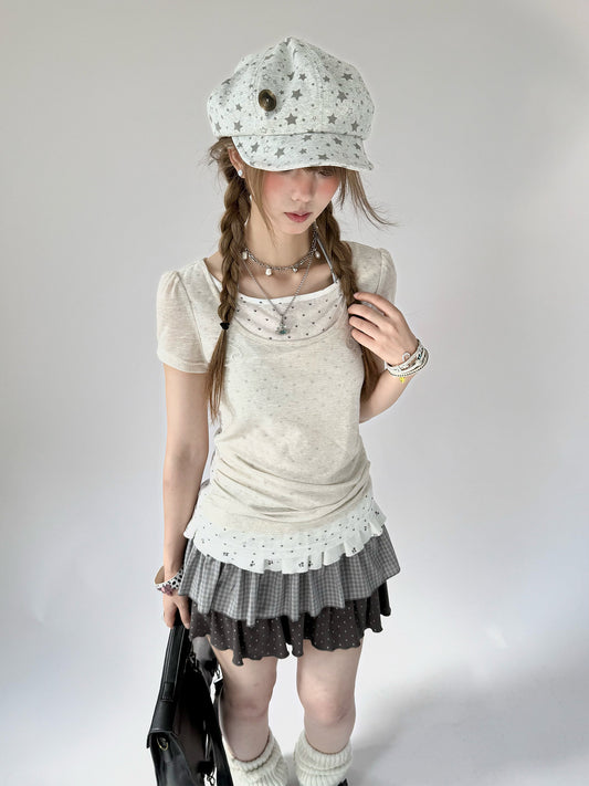 Angel Cat Back-Tie Layered Lyocell Tee