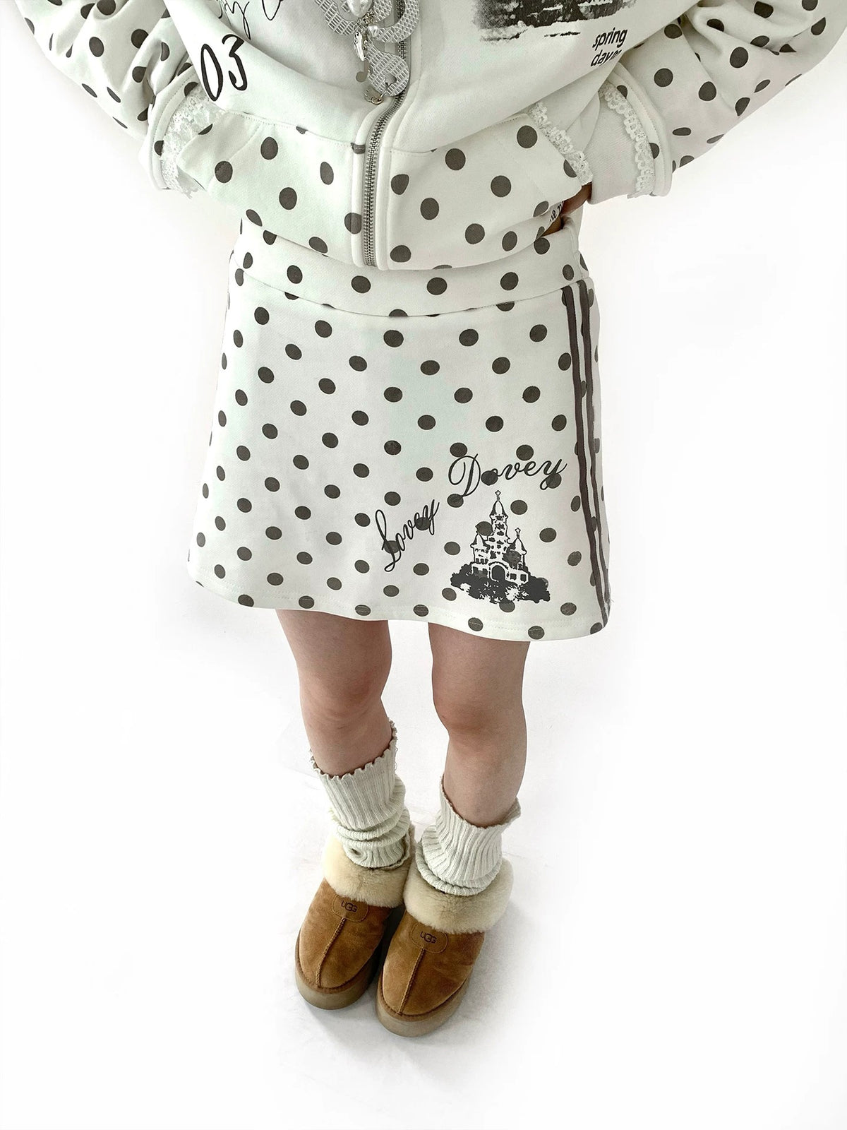 Polka Dot Dream Castle Low-Rise Mini Skirt