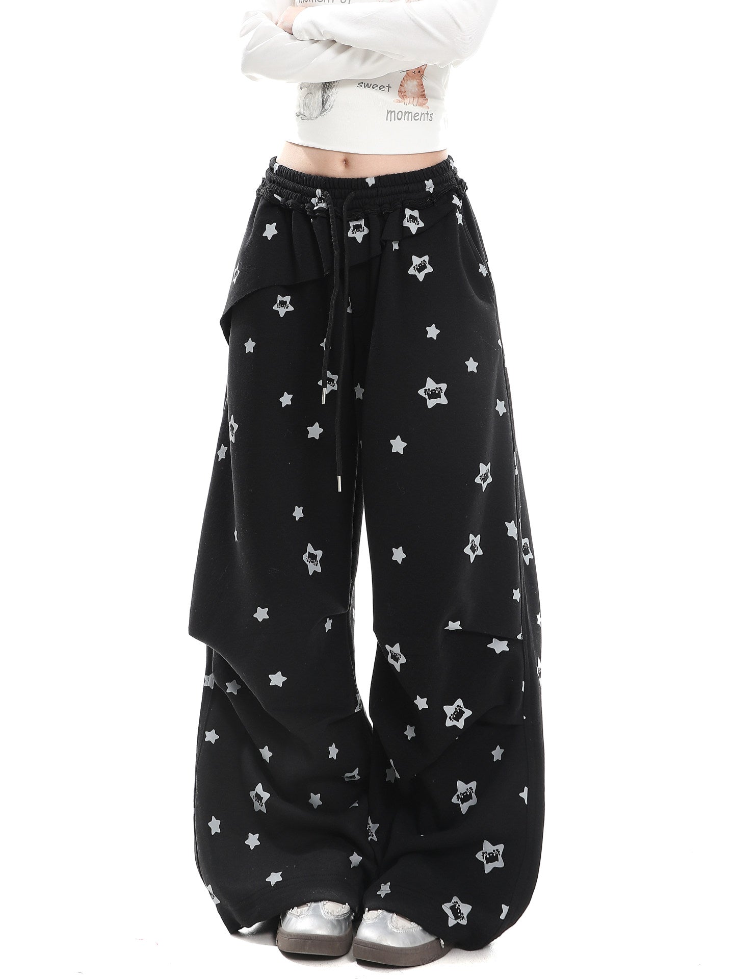 Star Kitty Layered Wide-Leg Pants