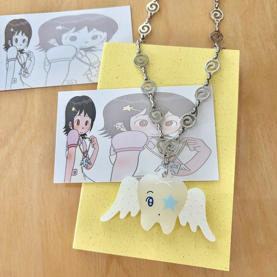 Please Take Care Angel Tooth Necklace