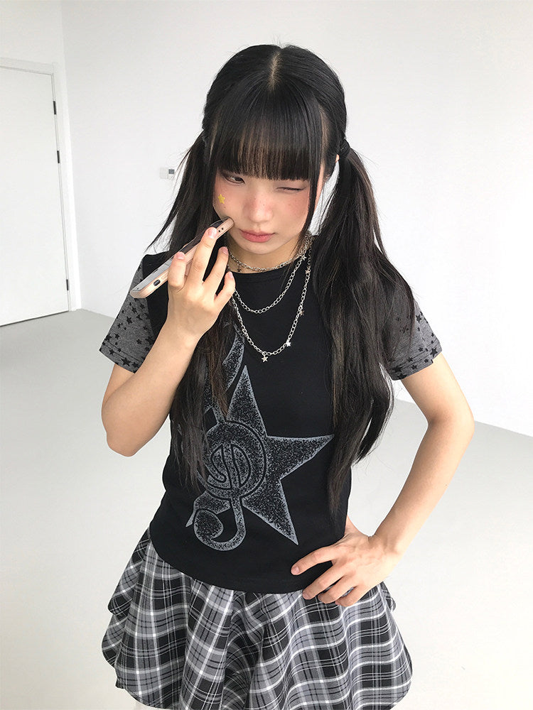 Faded Treble Star-Sleeve Graphic Tee