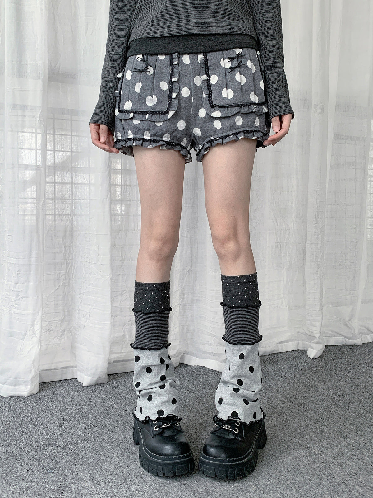 Polka Dot Stripe Patchwork Leg Warmers