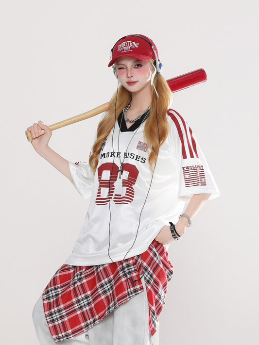 83 Football Jersey — American Retro V-Neck Oversized
