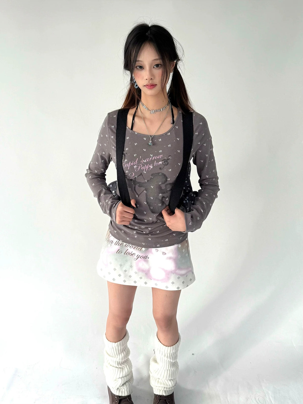 Dream Bunny Graphic Low-Rise A-Line Mini Skirt