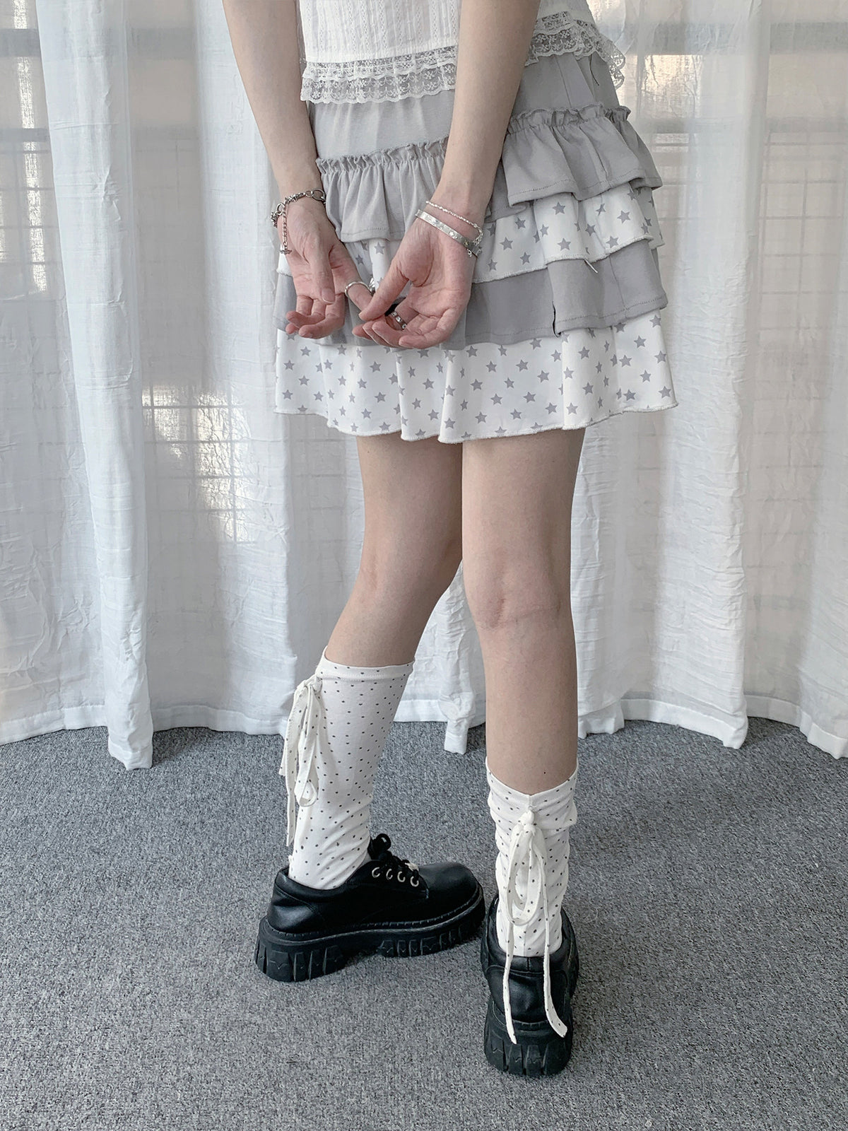 Polka Dot Star Tie Leg Warmers