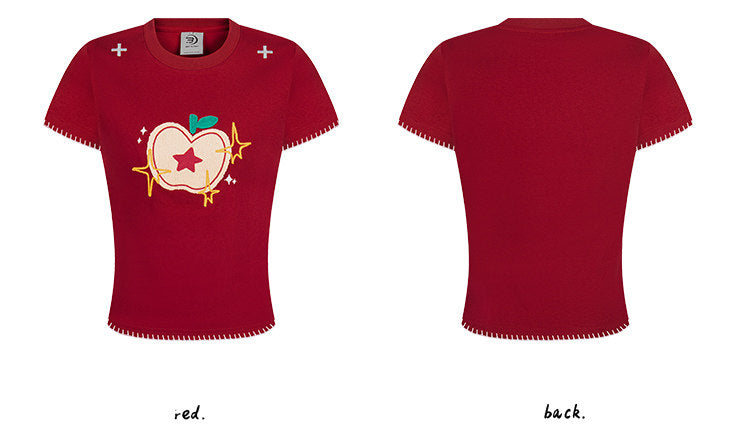 Apple Star Embroidered Baby Tee