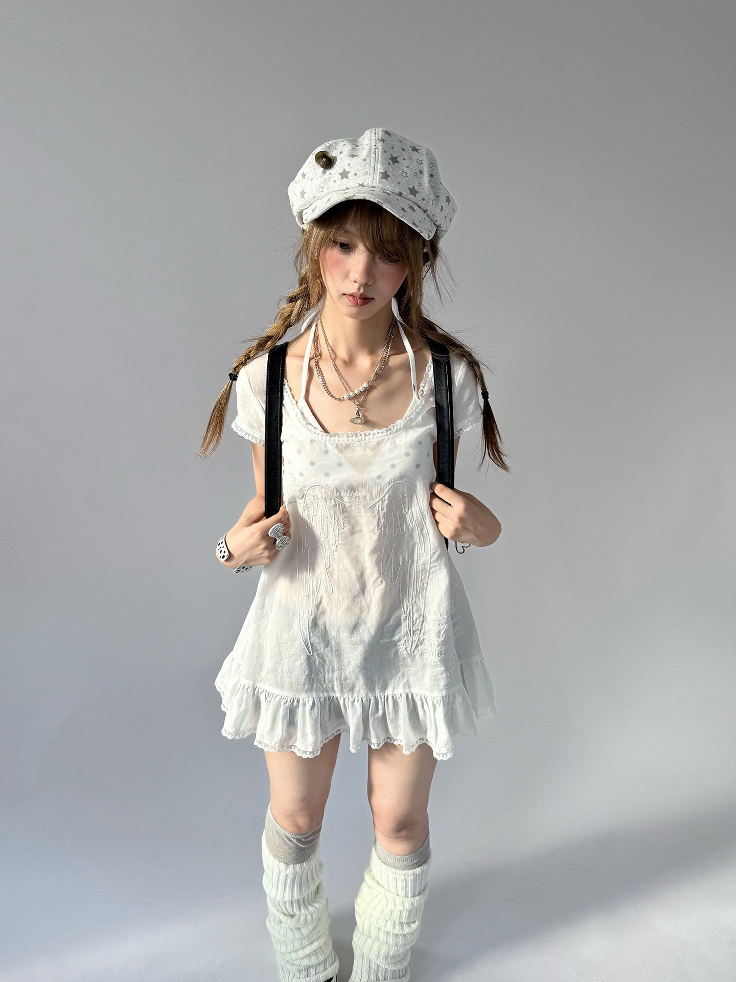 Angel Wing Lace-Trim Lyocell Tunic Top