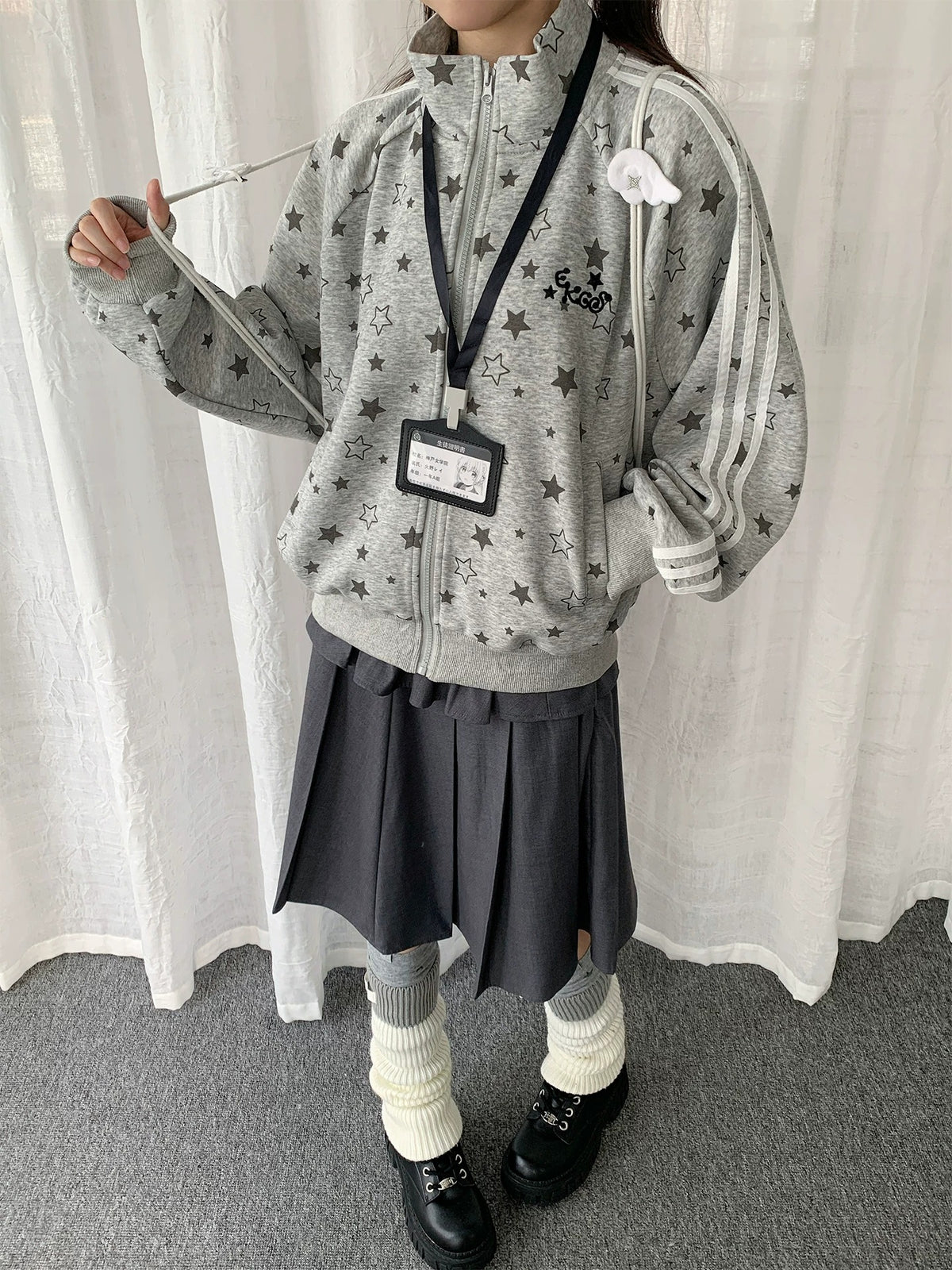 Allover Star Print Track Zip Jacket