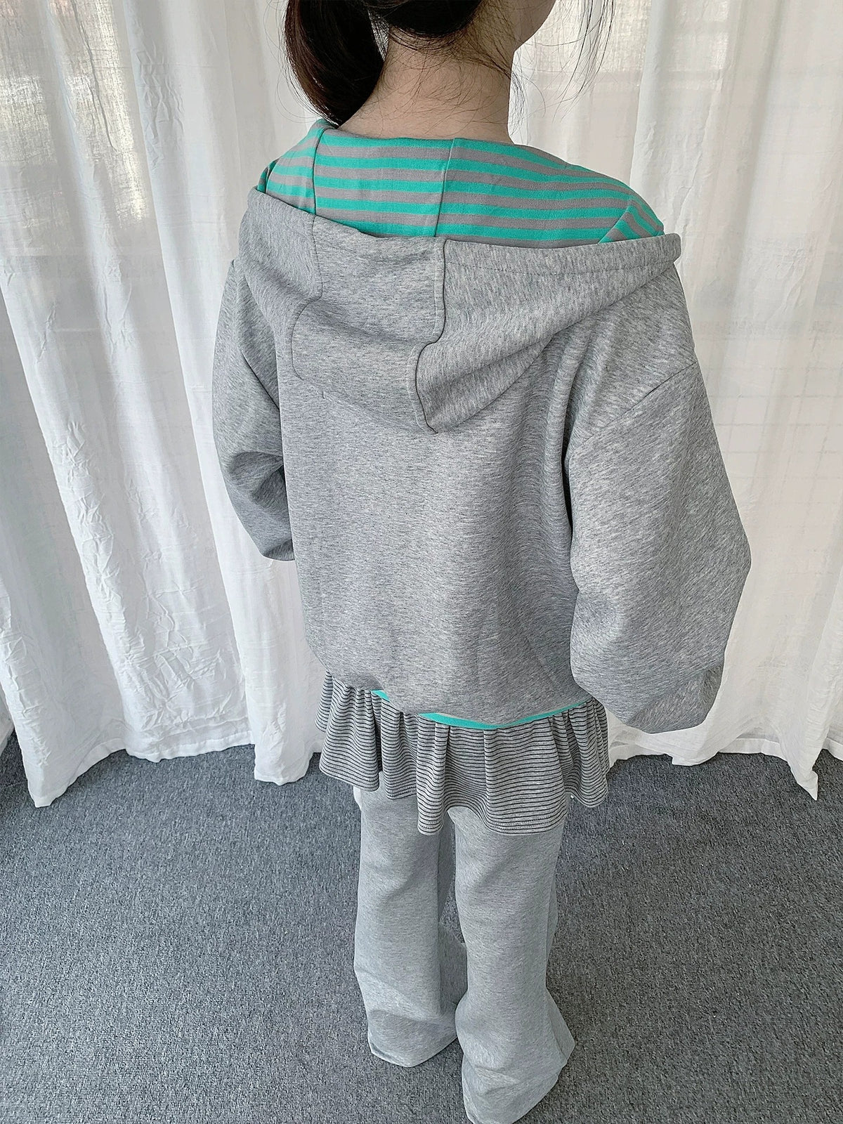 Music Note Embroidered Zip-Up Hoodie