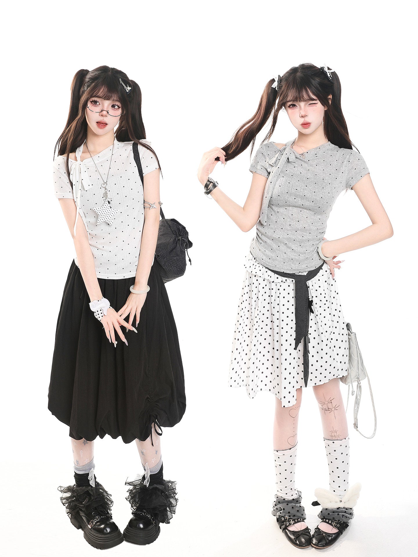 Polka Dot Tie-Neck Baby Tee