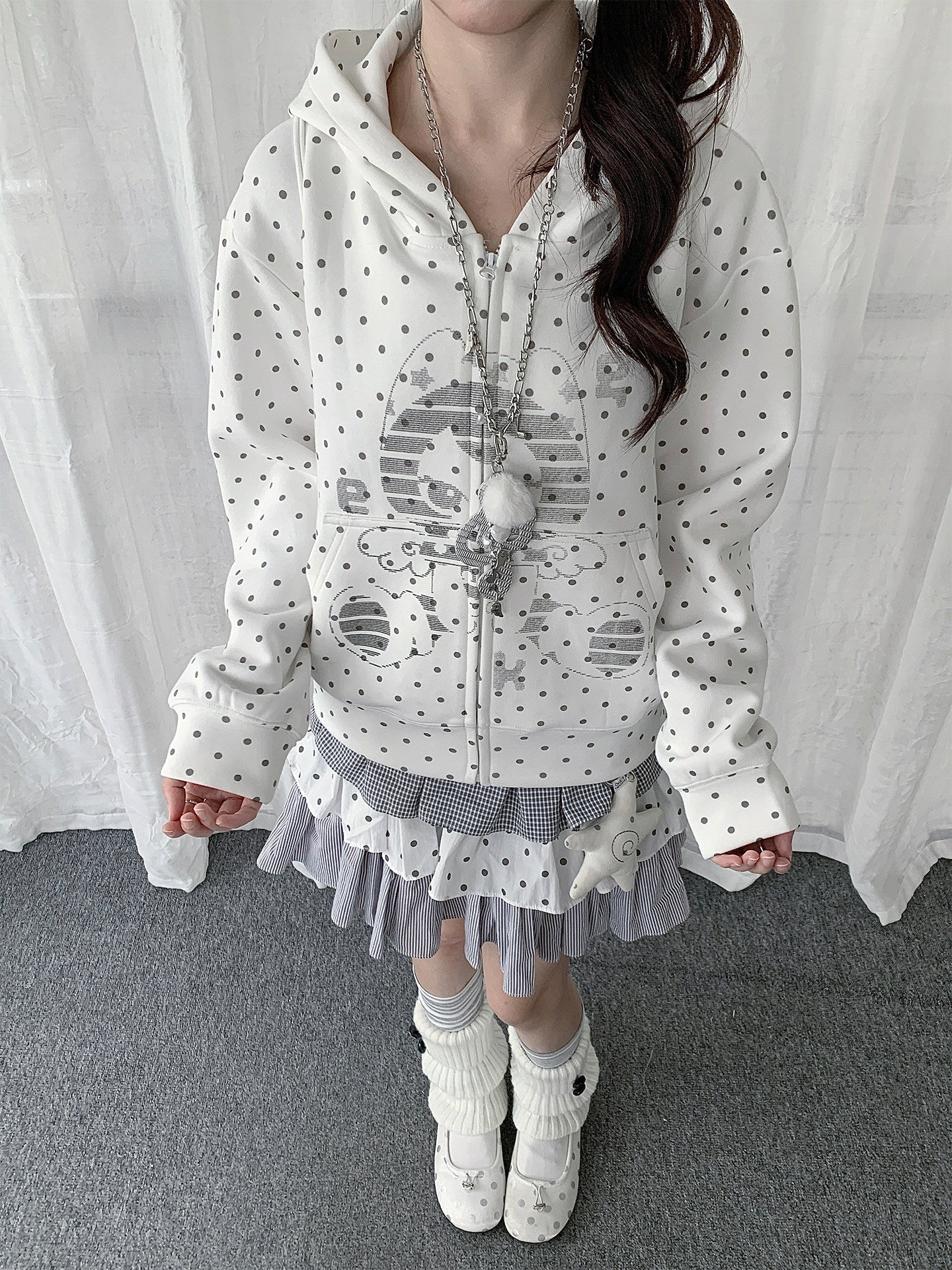 Polka Dot Dream Planet Zip-Up Hoodie