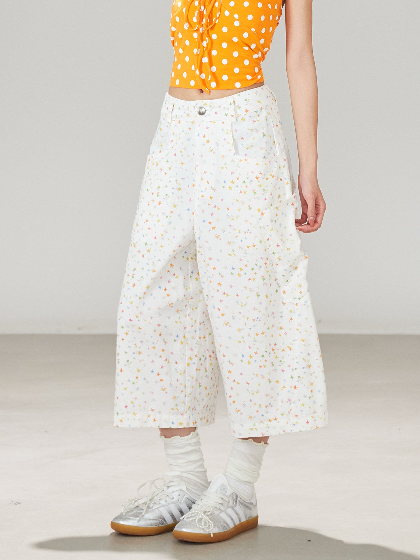 White Star Wide Leg Pants