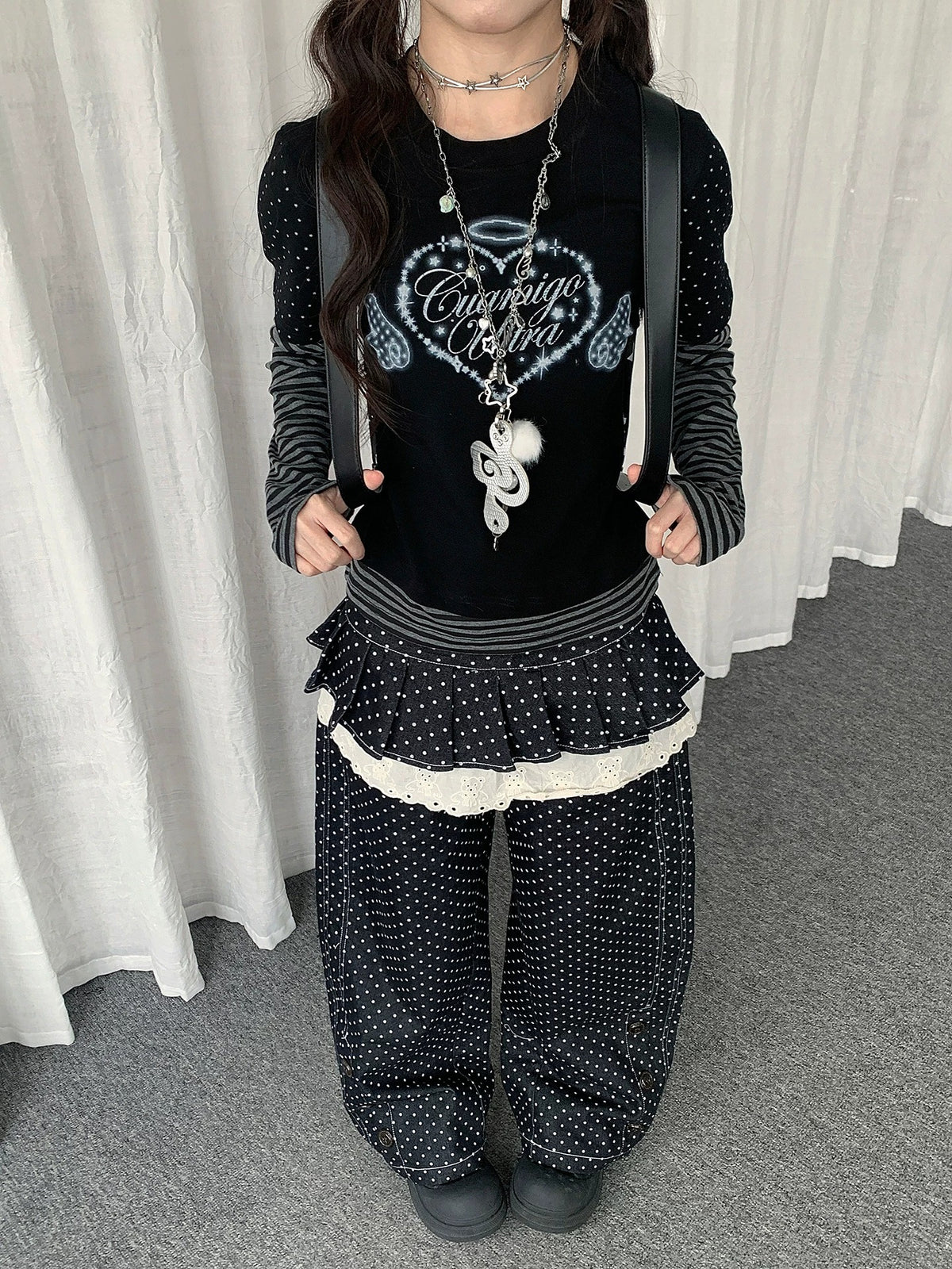 Angel Heart Stripe Layered Long Sleeve Top
