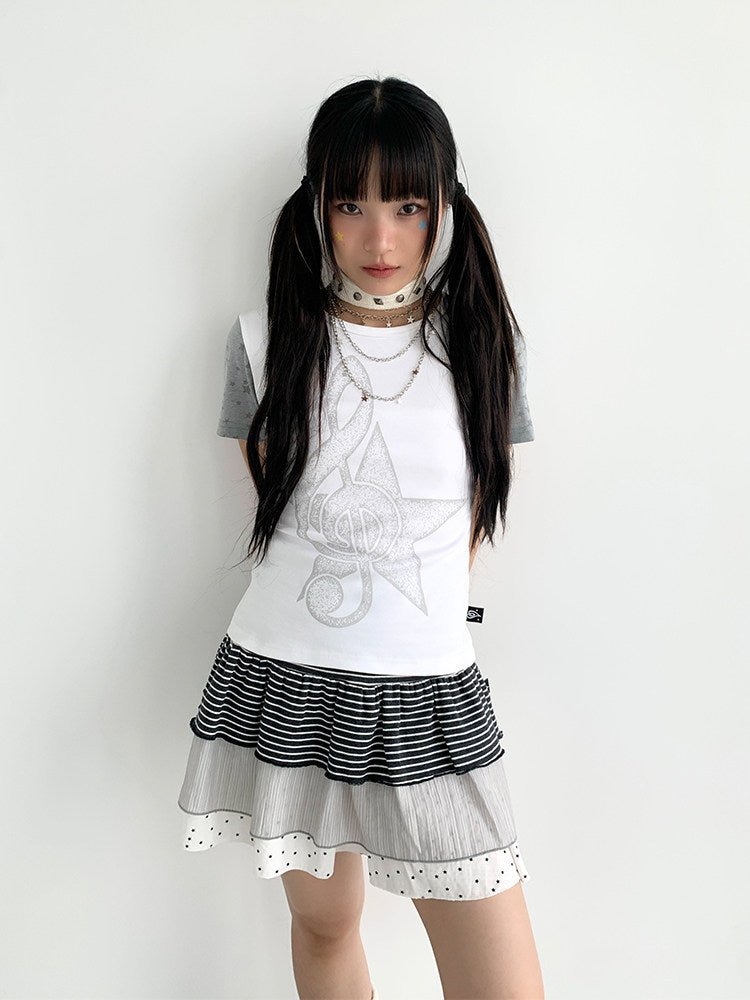 Faded Treble Star-Sleeve Graphic Tee