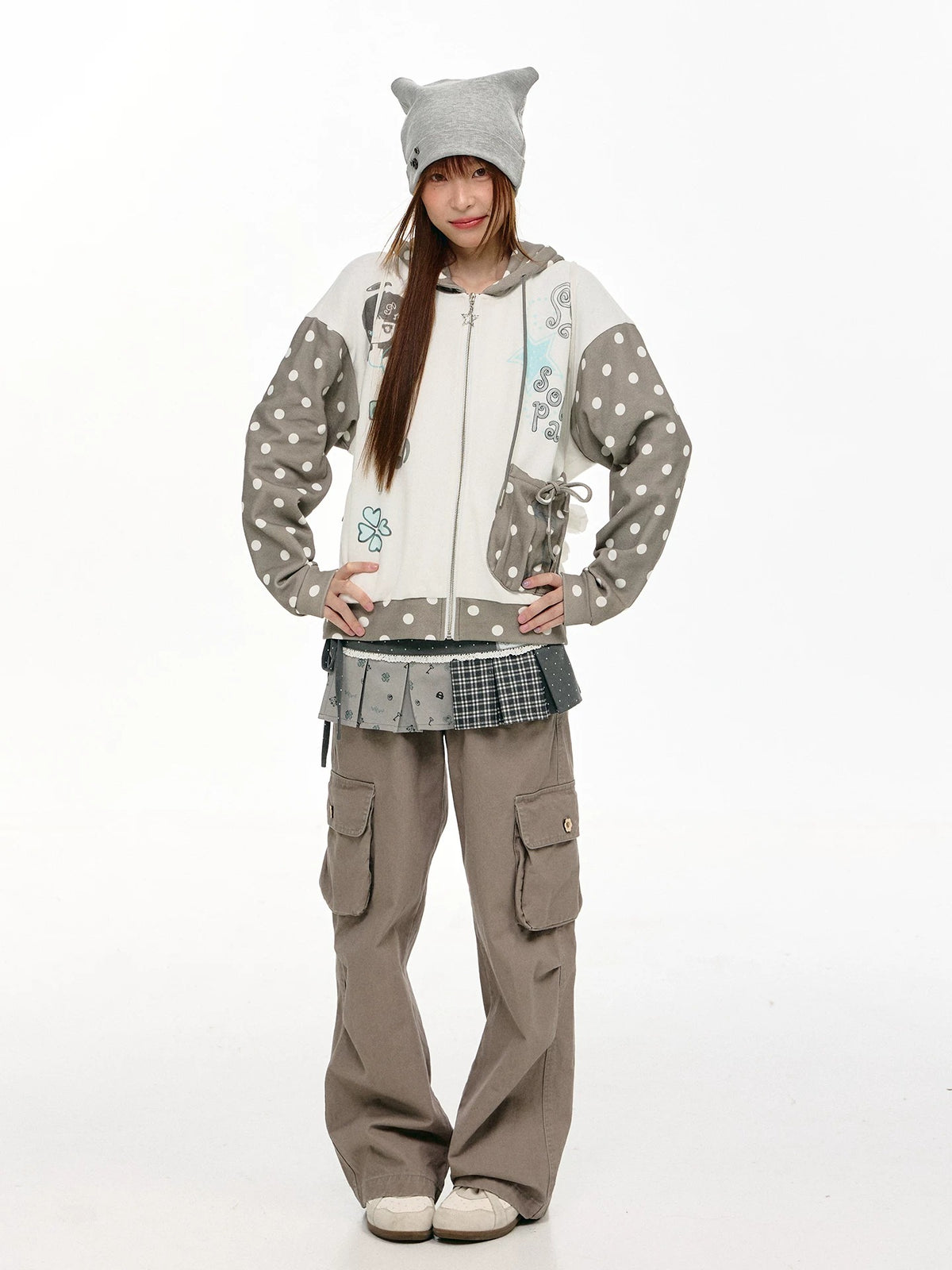 Plaid Panel Layering Wrap Skirt