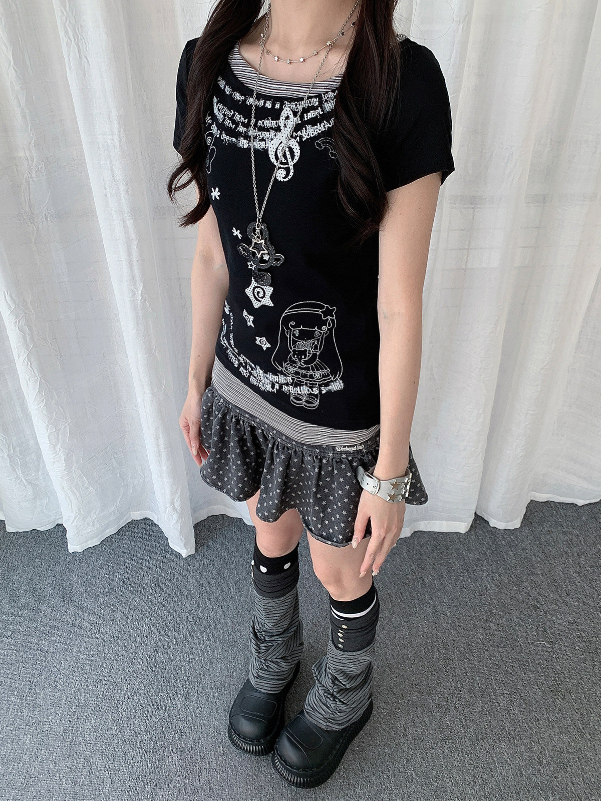 Midnight Melody Layered Graphic Tee