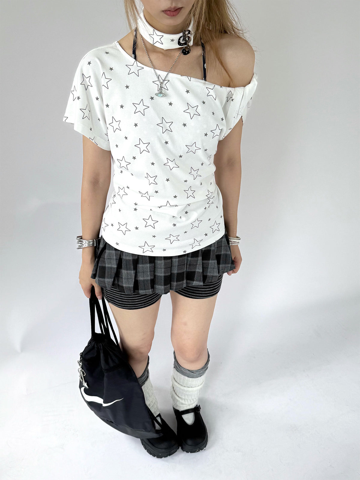 Plaid Pleated Layered Skort