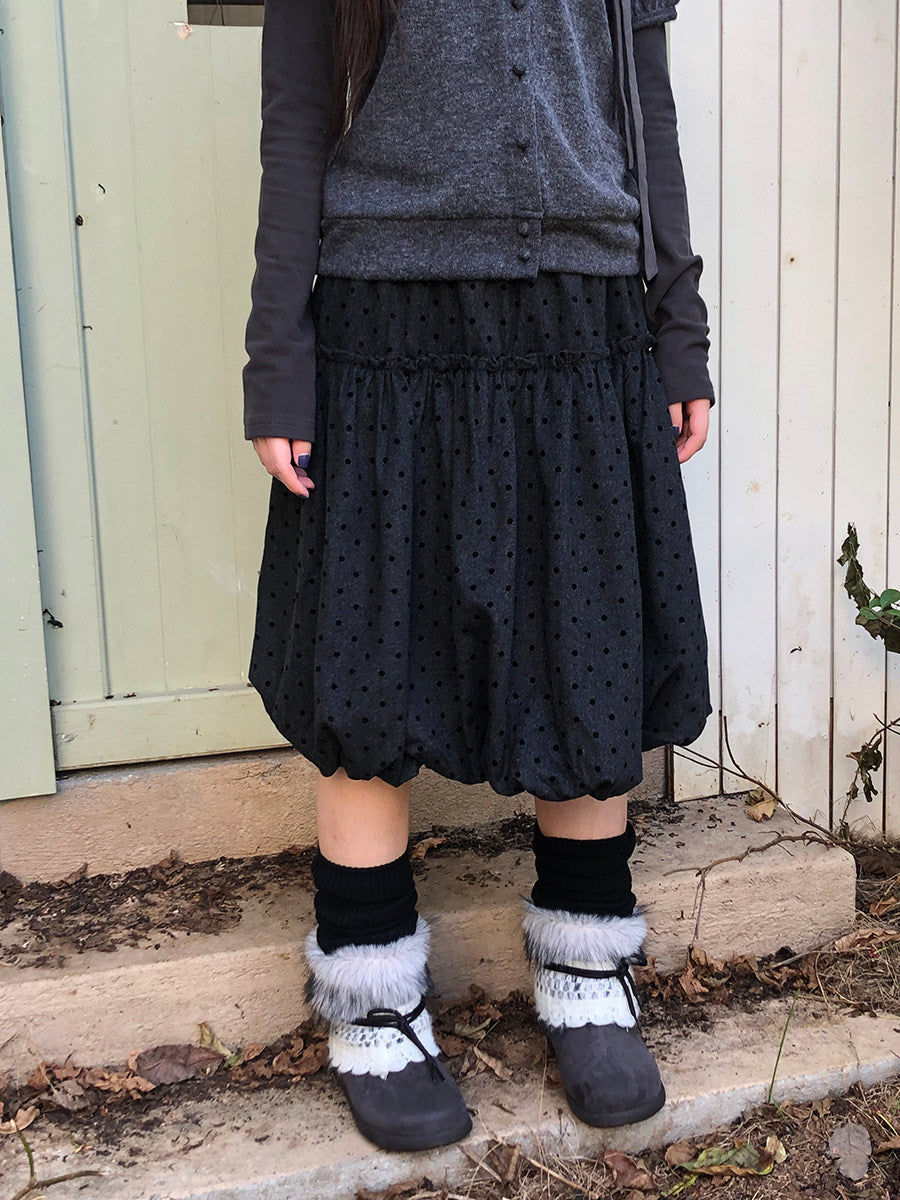 Polka Dot Balloon Midi Skirt