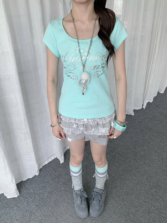 Mint Wing Script Fitted Baby Tee
