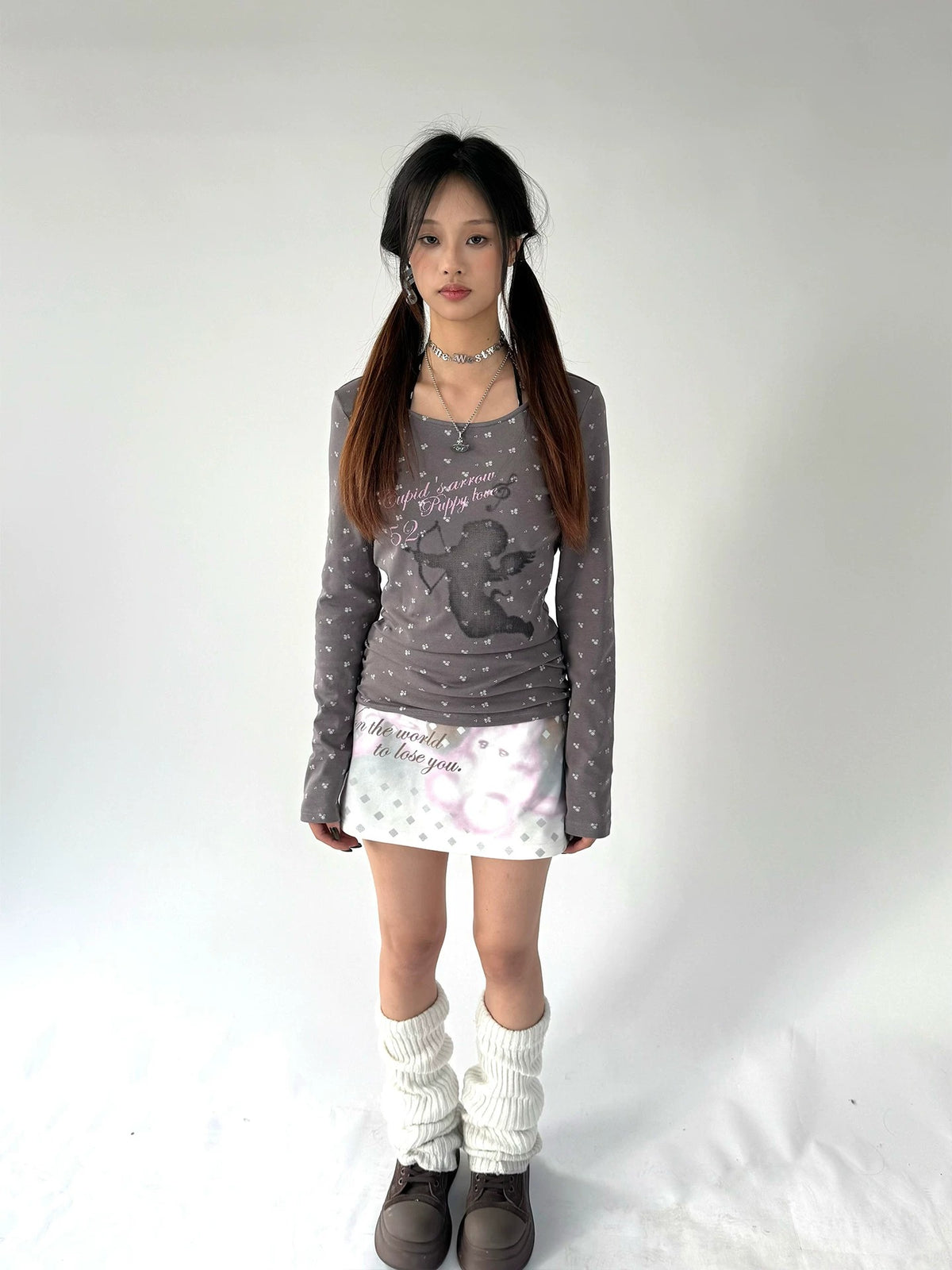 Dream Bunny Graphic Low-Rise A-Line Mini Skirt