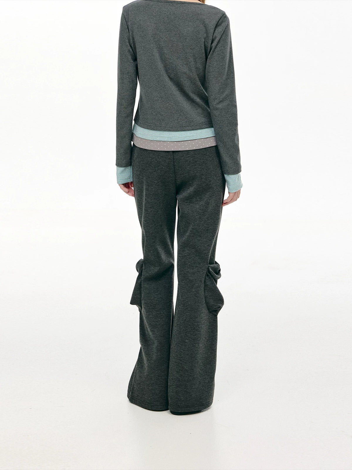 Bow-Pocket Flared Wide-Leg Pants