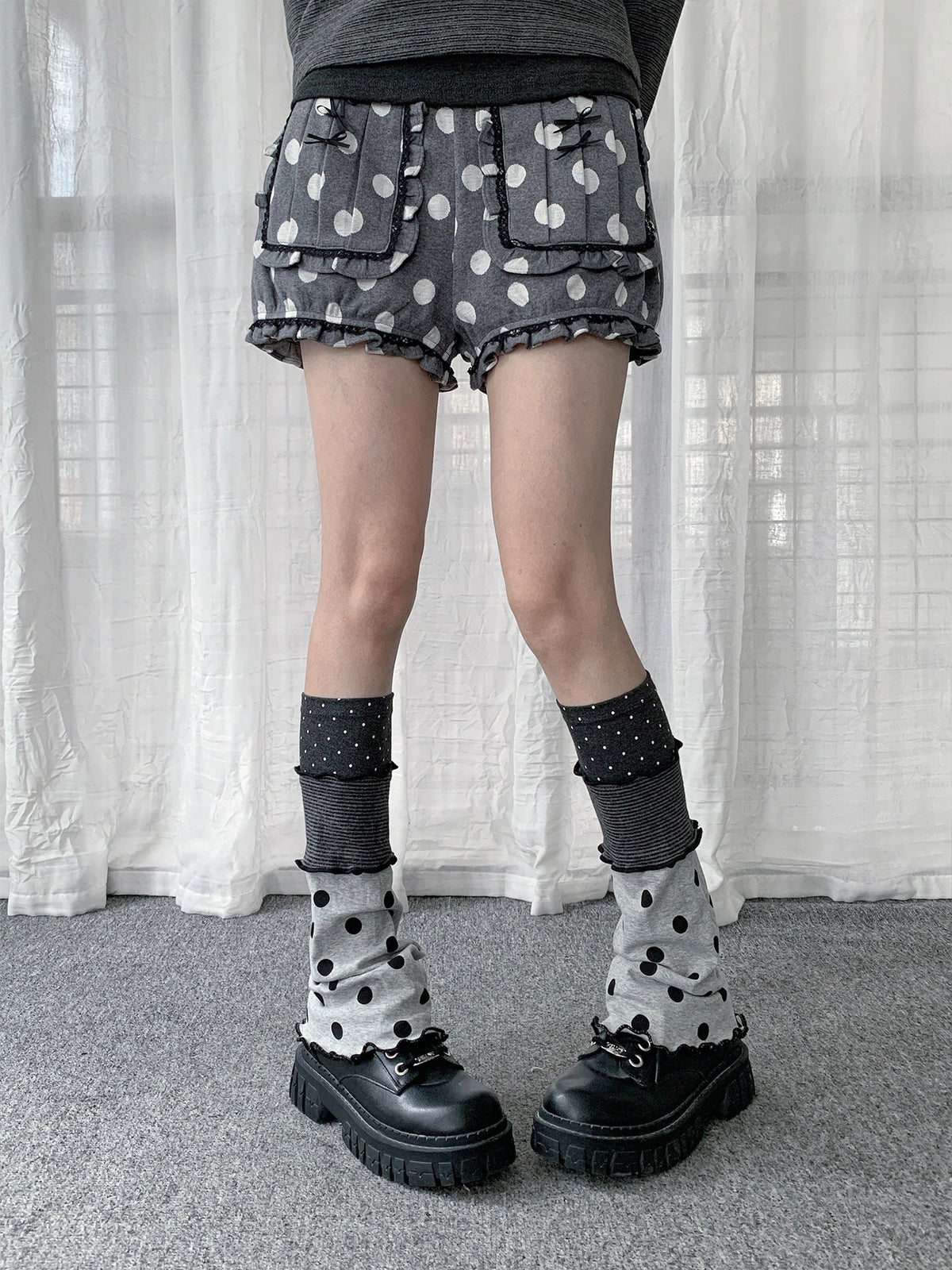 Polka Dot Stripe Patchwork Leg Warmers