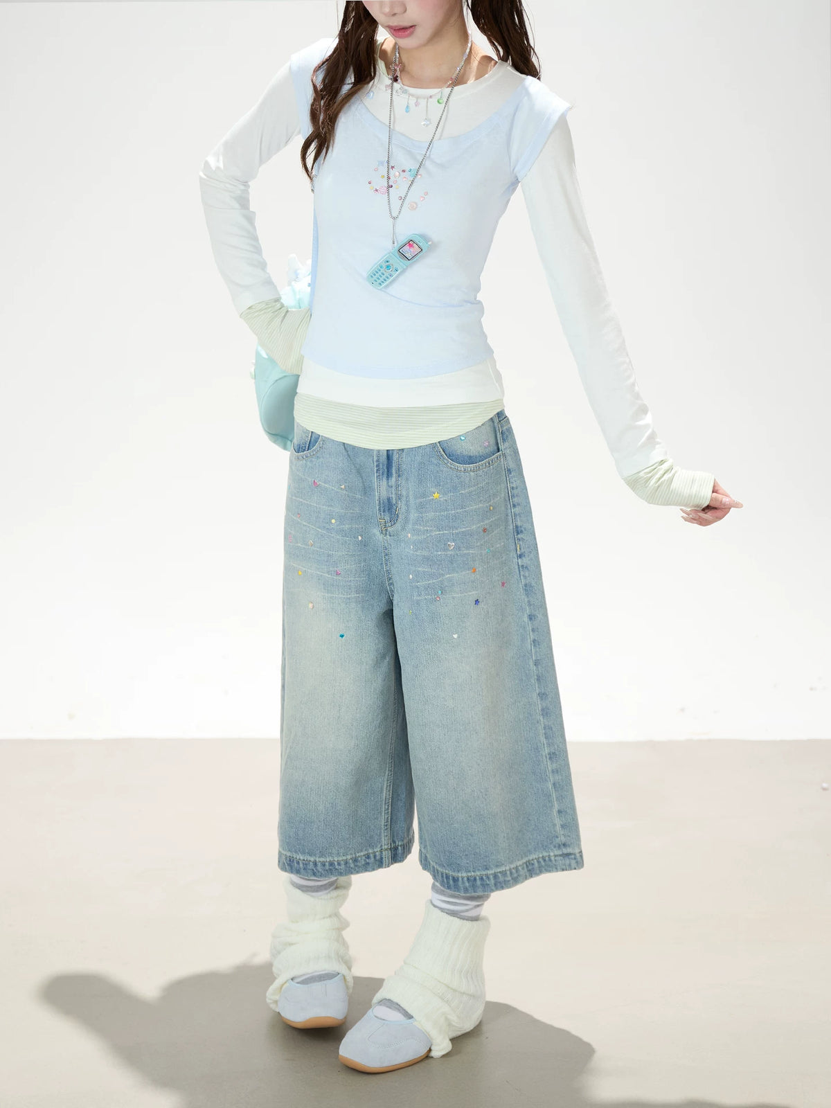 Layered Contrast Long Sleeve Top