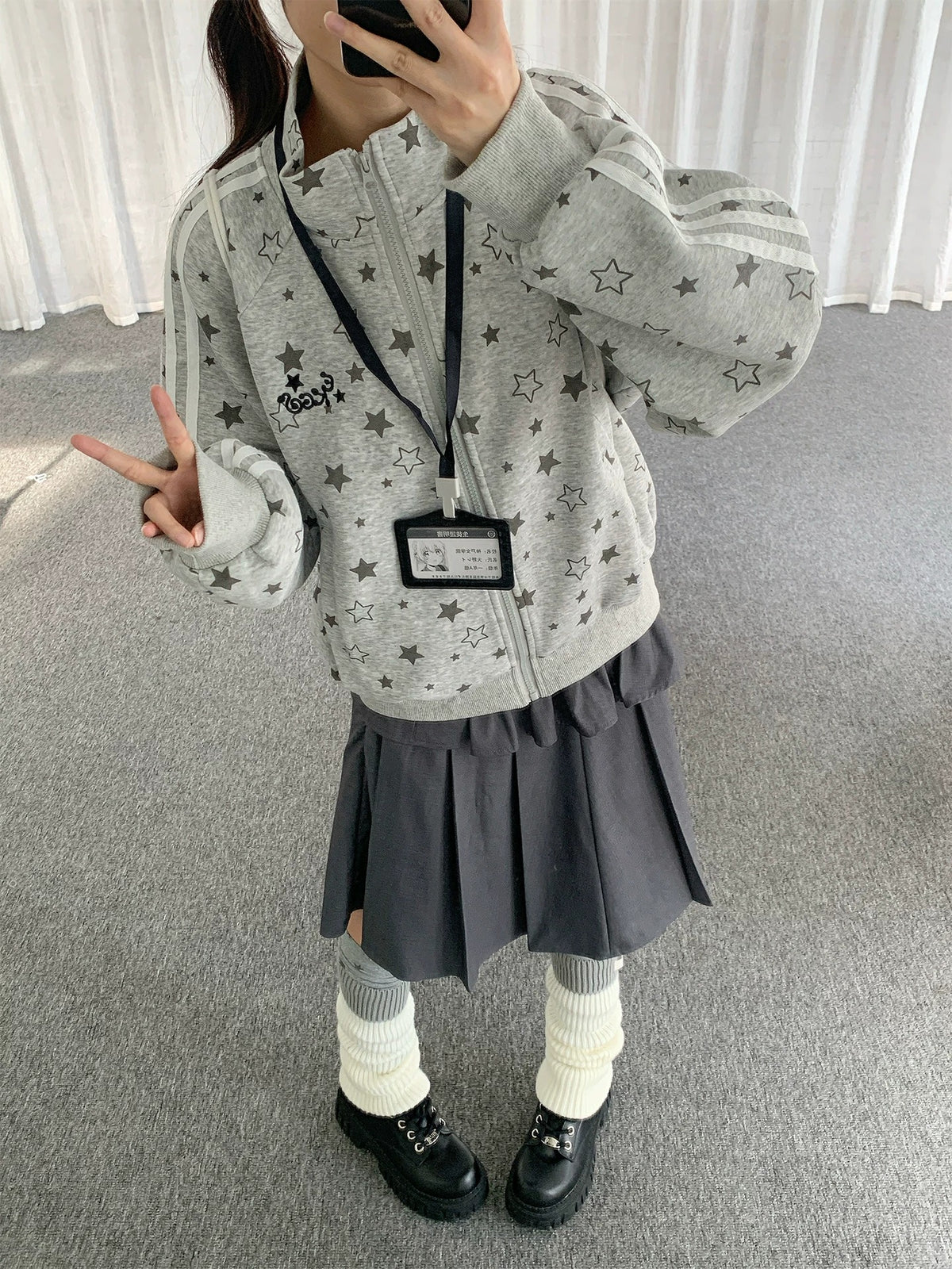 Allover Star Print Track Zip Jacket