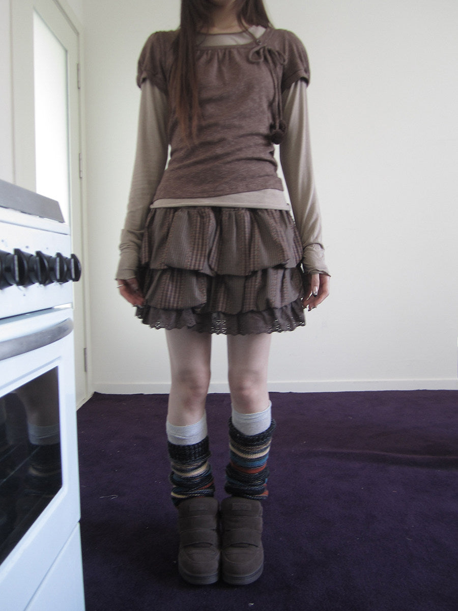 Plaid Layered Ruffle Mini Skirt