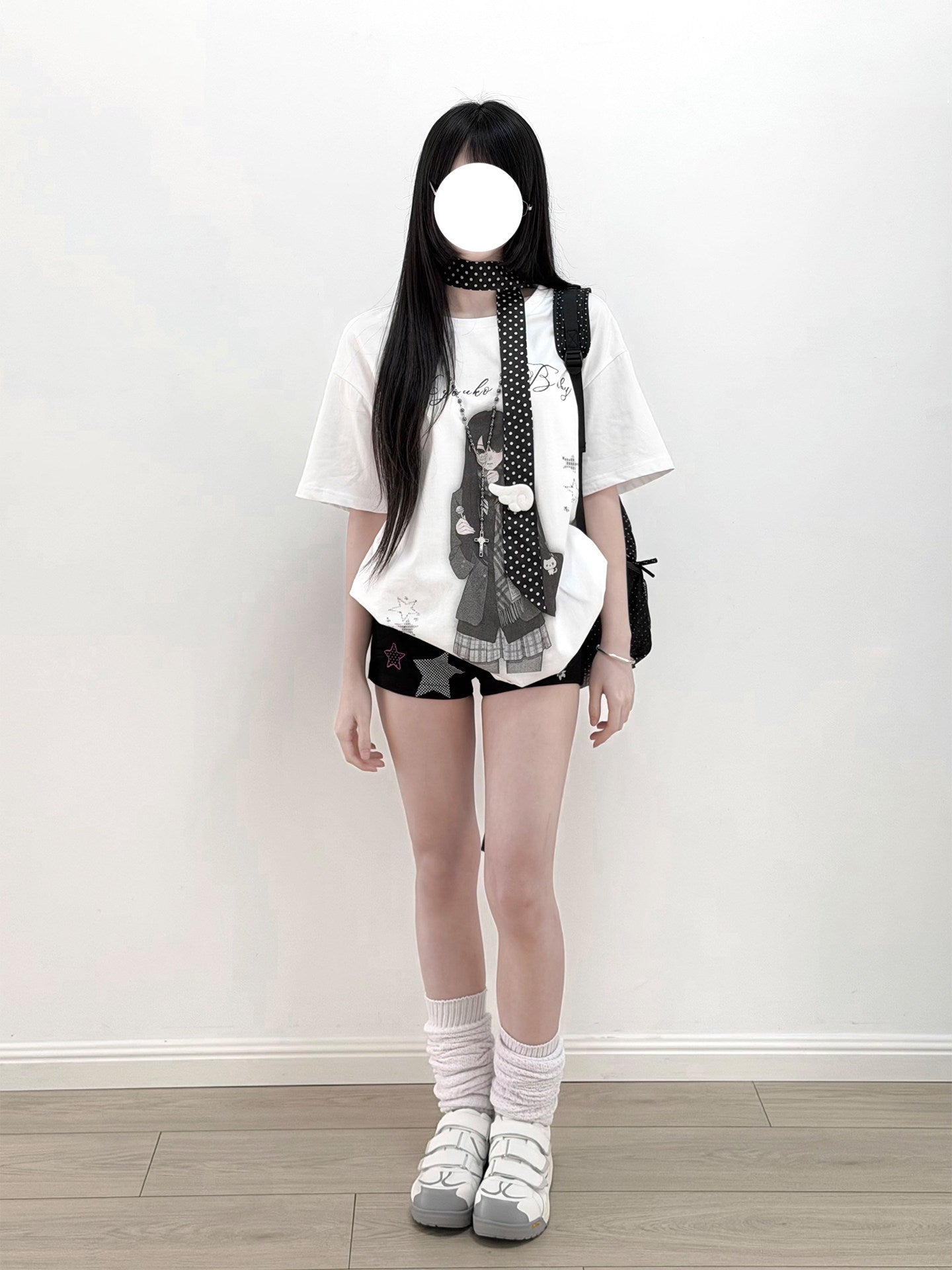 Room Doll Graphic Tee & Plaid Skirts