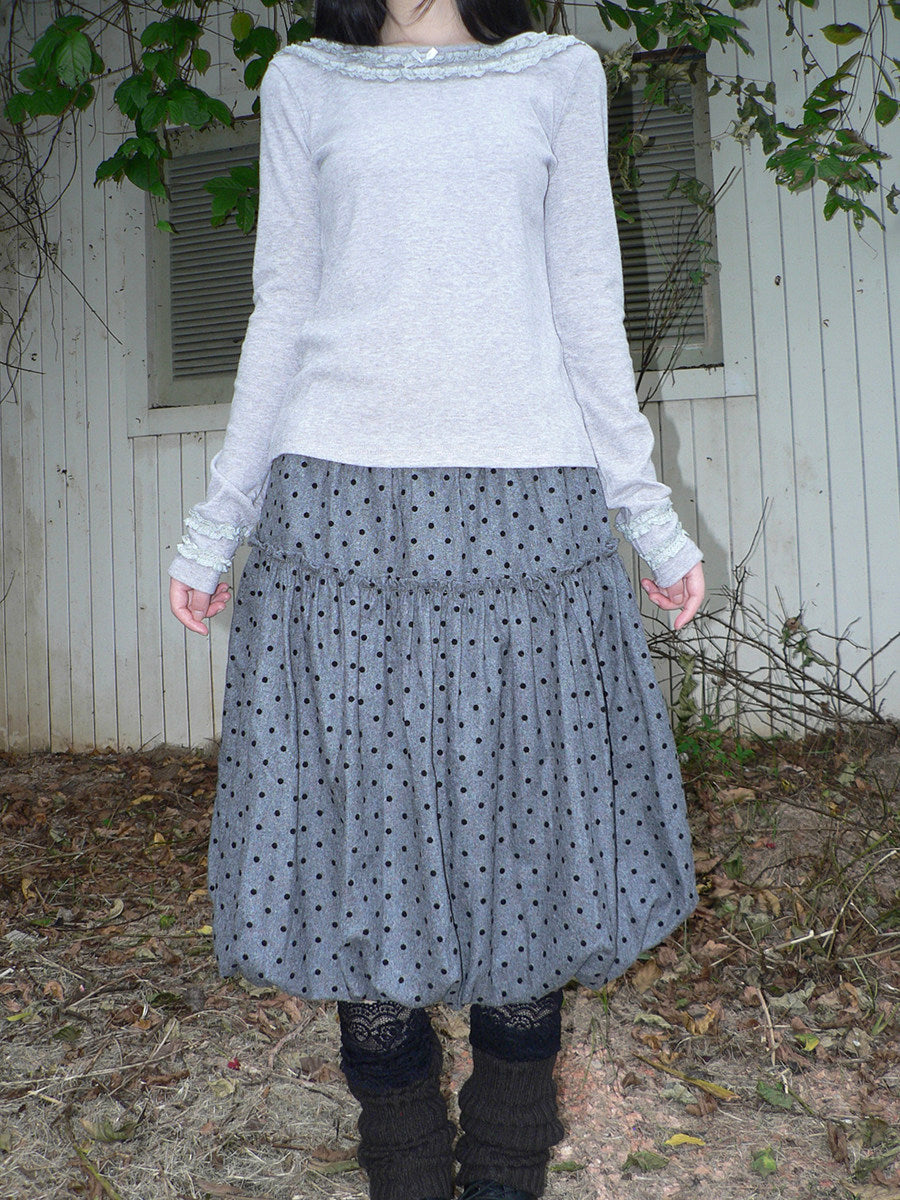 Polka Dot Balloon Midi Skirt
