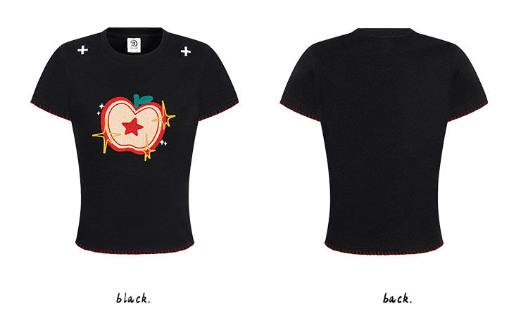 Apple Star Embroidered Baby Tee