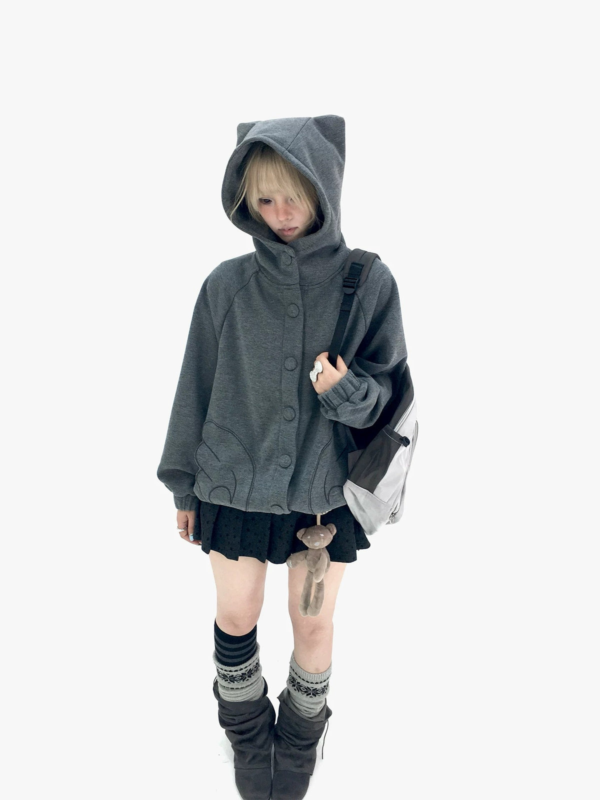Midnight Star Pleated Mini Skirt with Teddy Charm