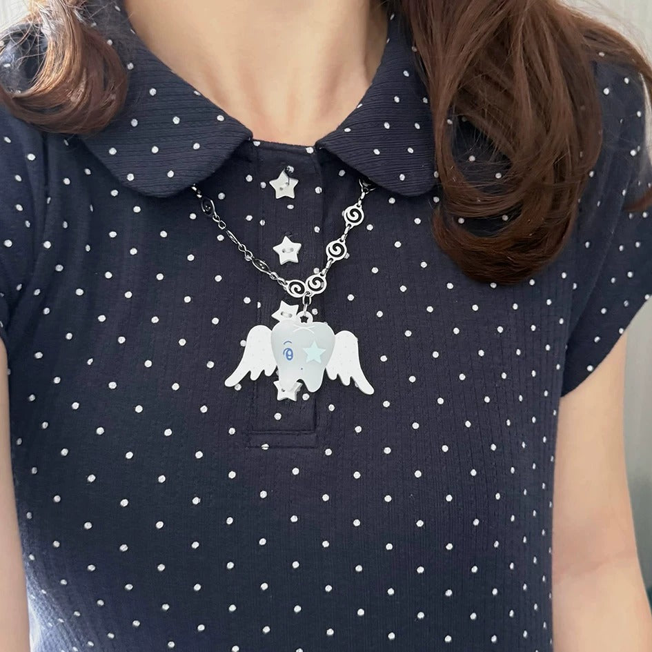 Please Take Care Angel Tooth Necklace