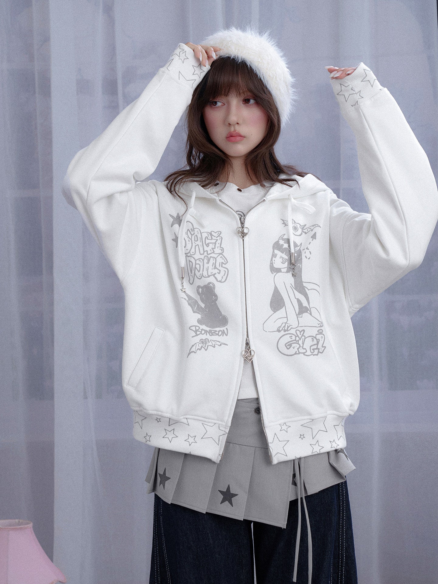Star Wing Graffiti Zip Hoodie