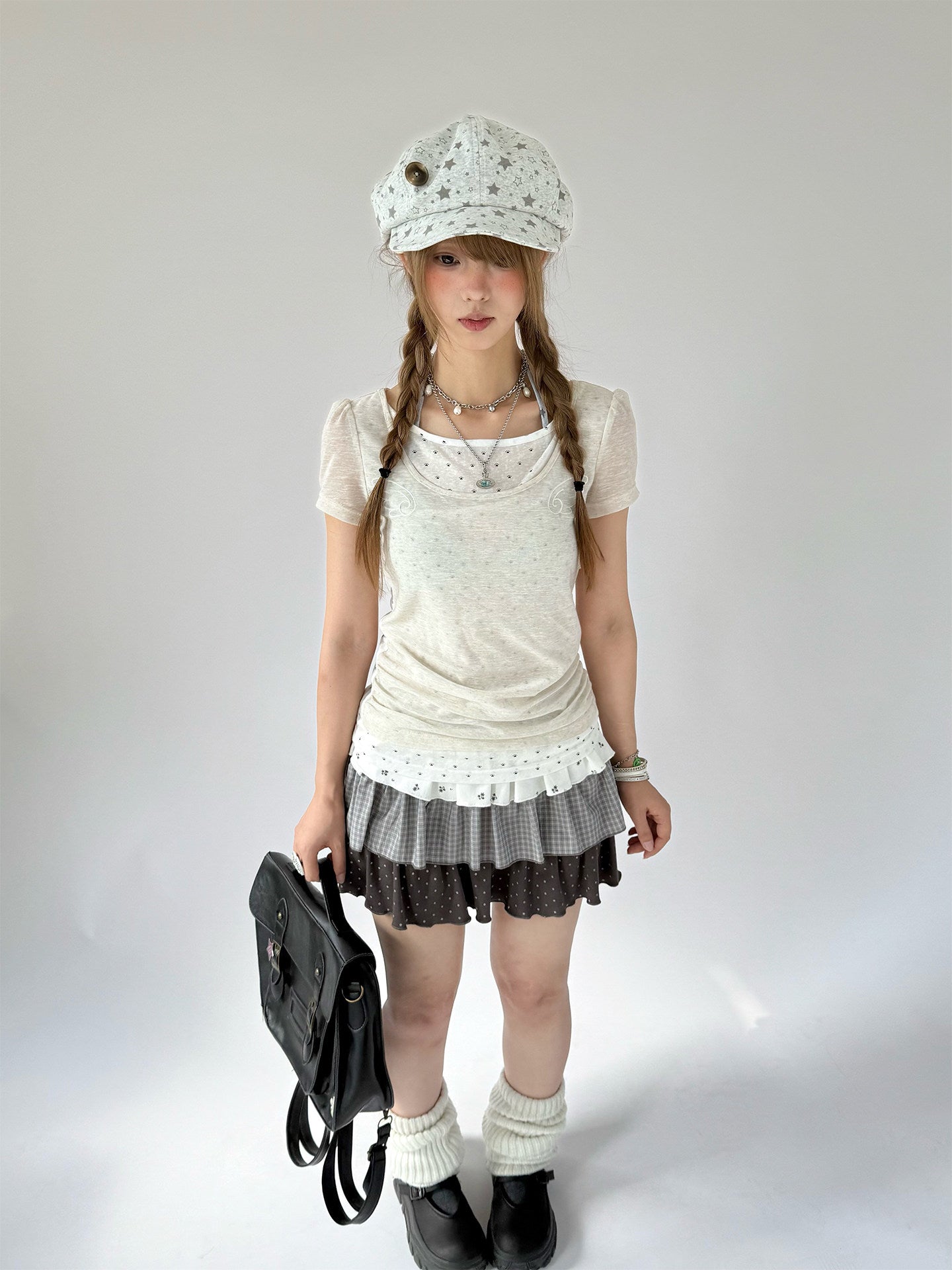 Angel Cat Back-Tie Layered Lyocell Tee