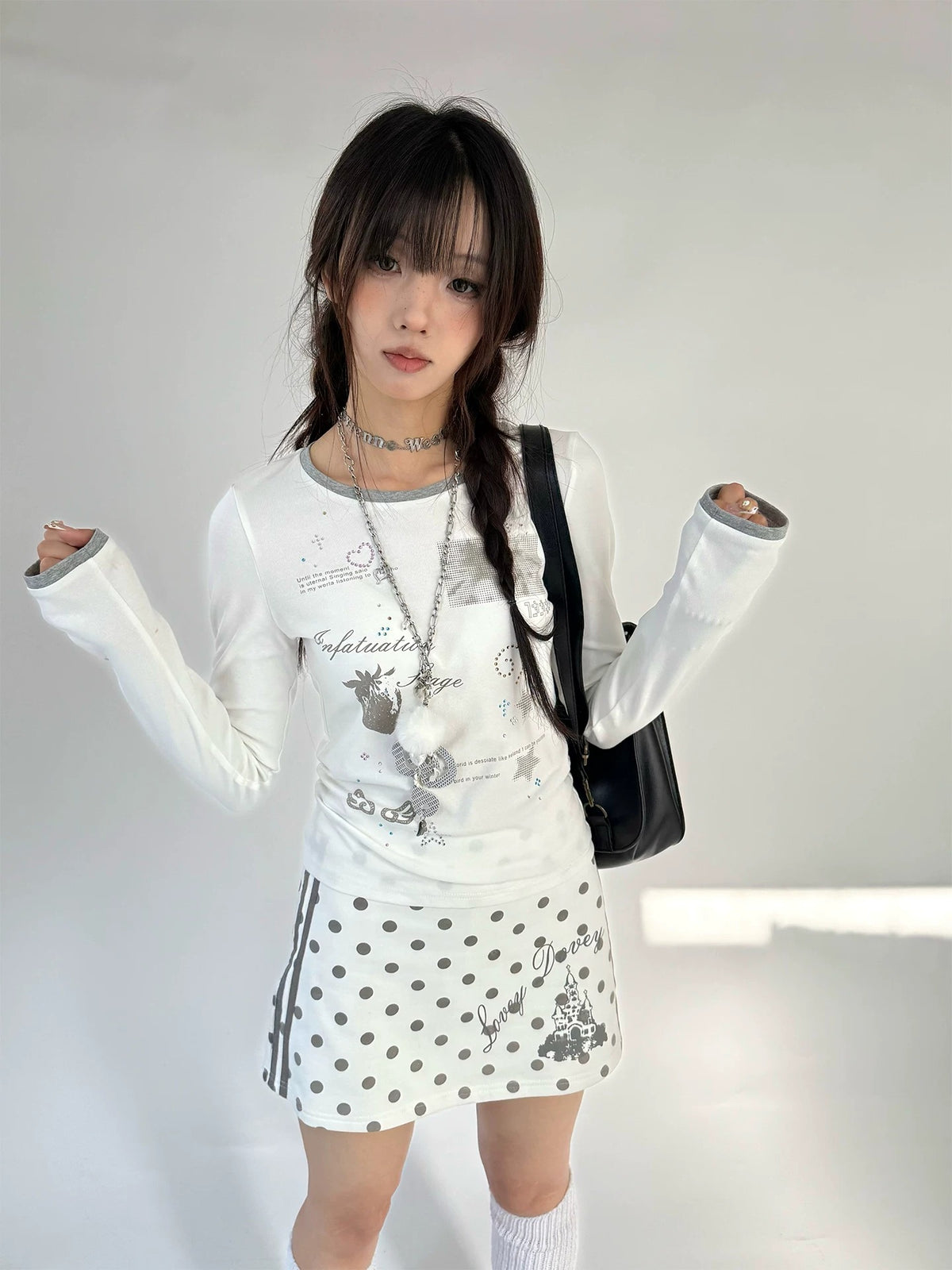 Polka Dot Dream Castle Low-Rise Mini Skirt