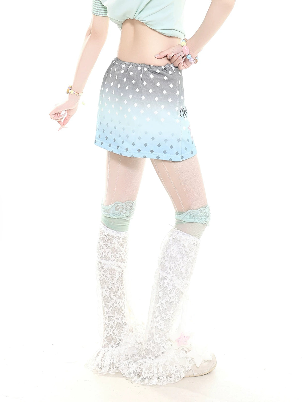 Pastel Kitten Graphic Mini Skort