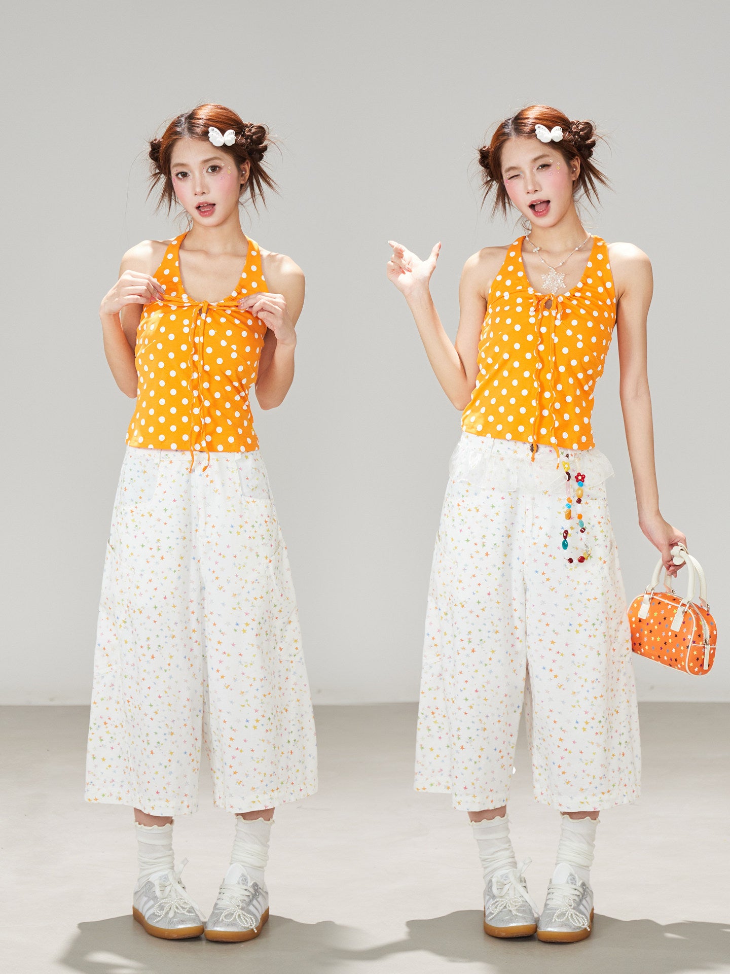 White Star Wide Leg Pants