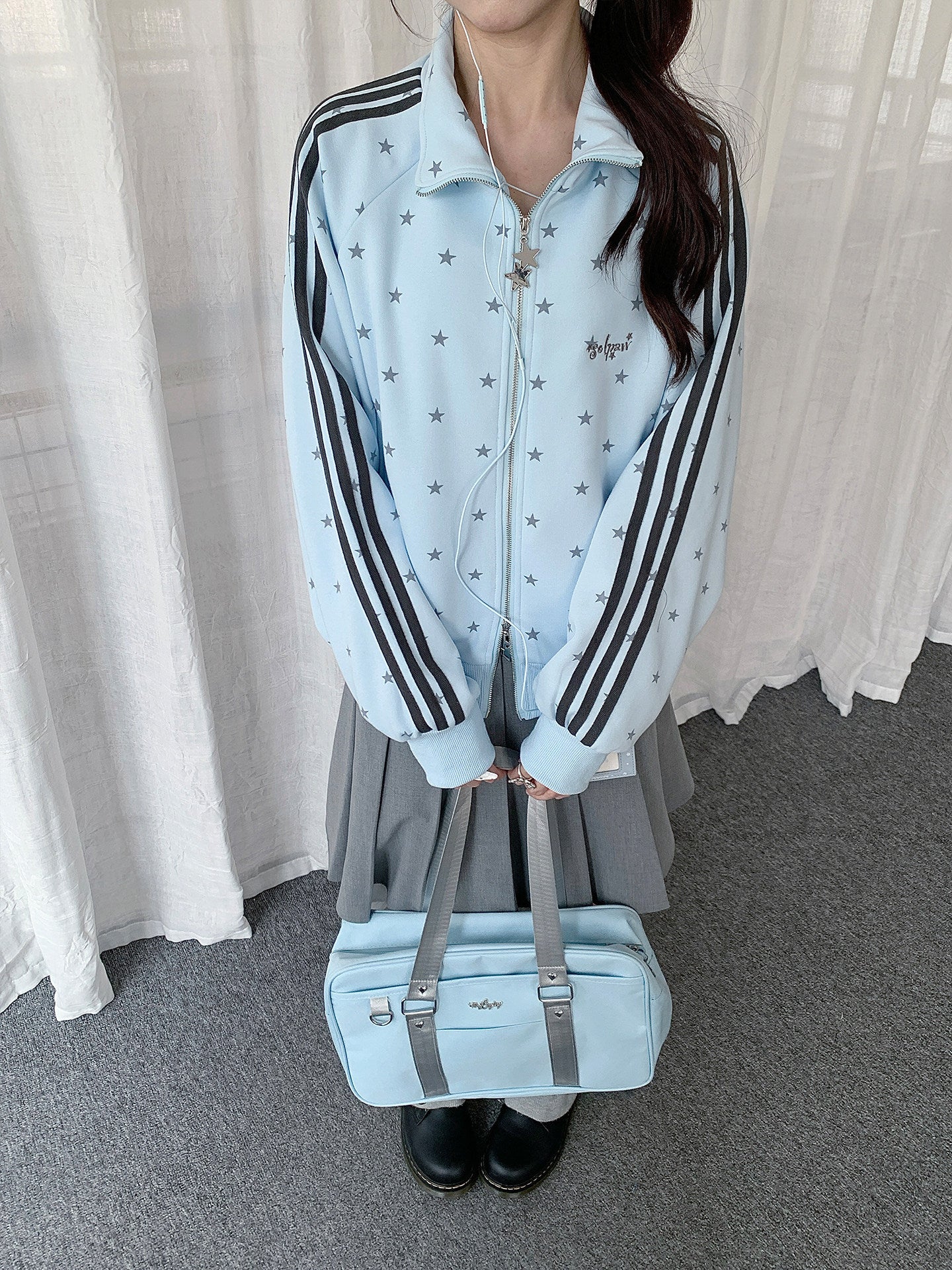 Allover Star Stripe Zip-Up Track Jacket