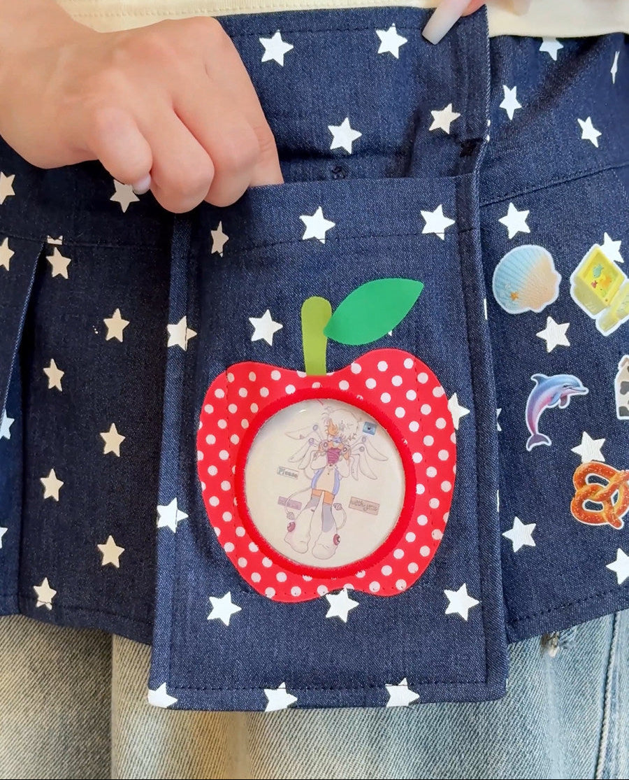 Sweet Apple Star Denim Skirt Overlay