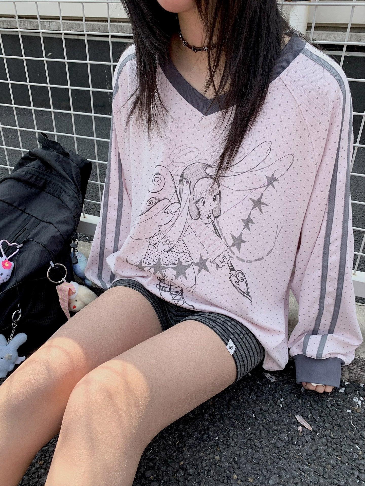 Dreaming Star Girl Oversized Jersey Long-Sleeve Tee