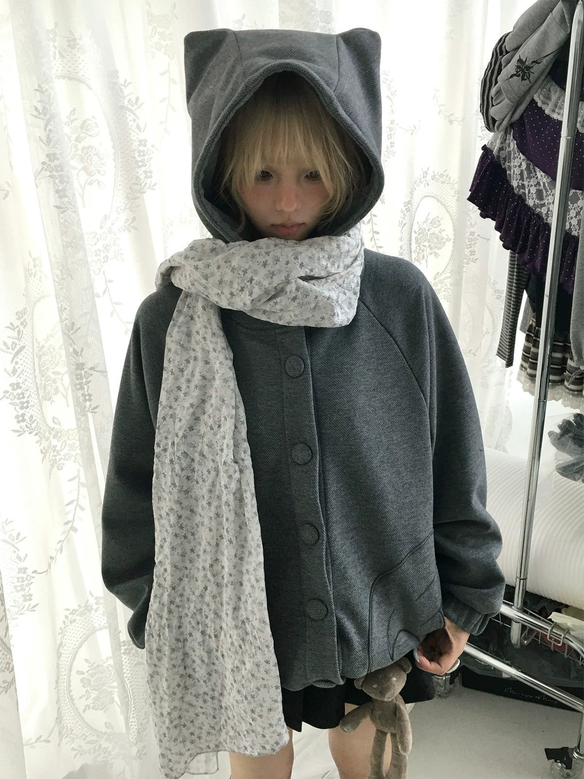 Winter Haze Ditsy Floral Gauze Scarf