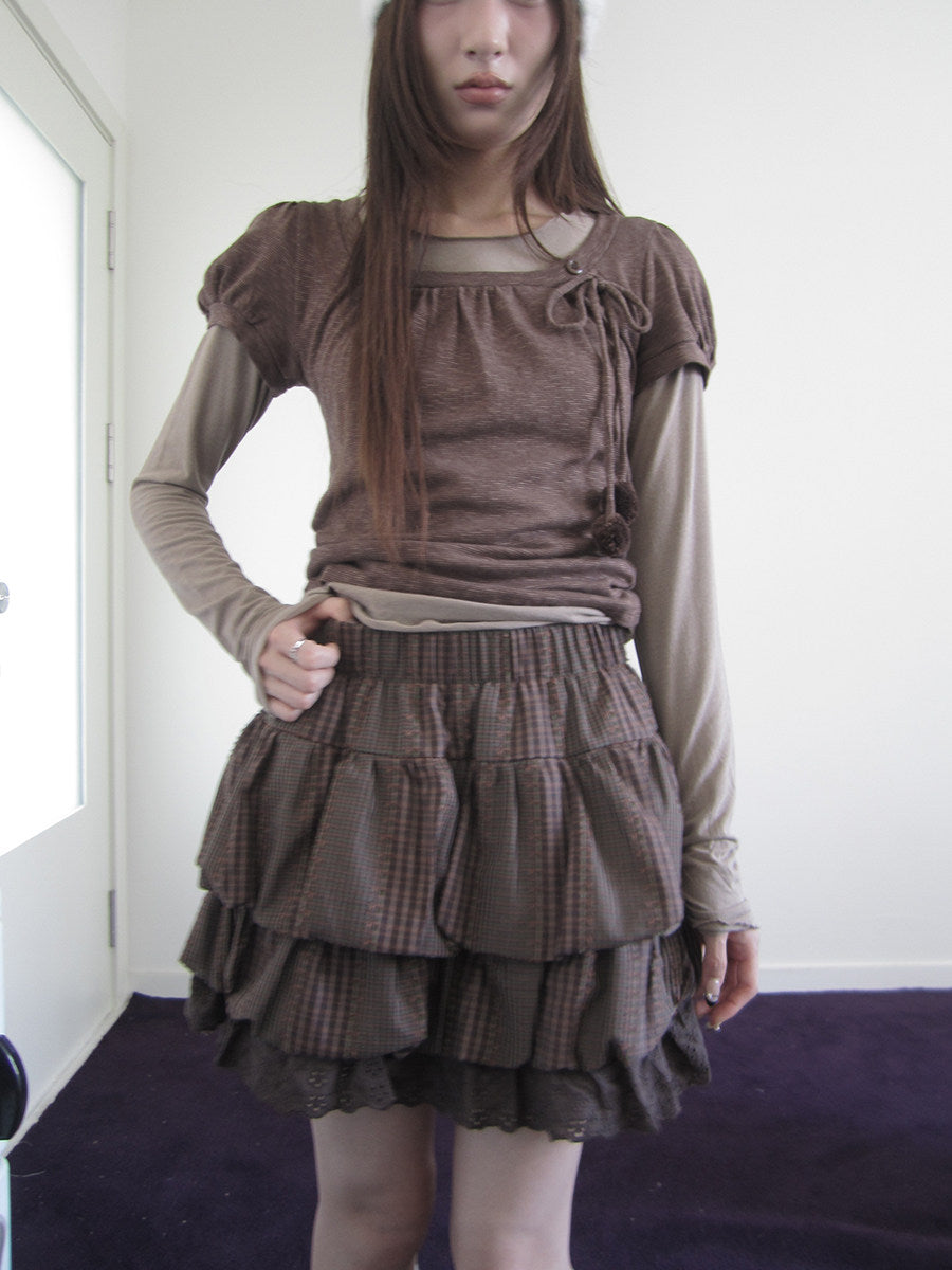 Plaid Layered Ruffle Mini Skirt