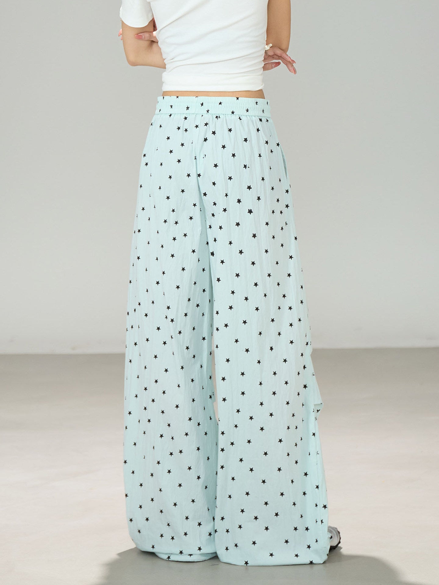 Light Blue Star Wide Leg Pants