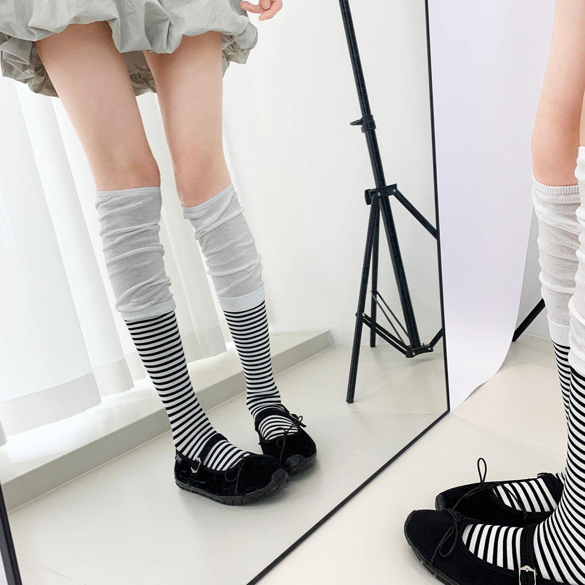 Striped Slouch Knee-High Socks